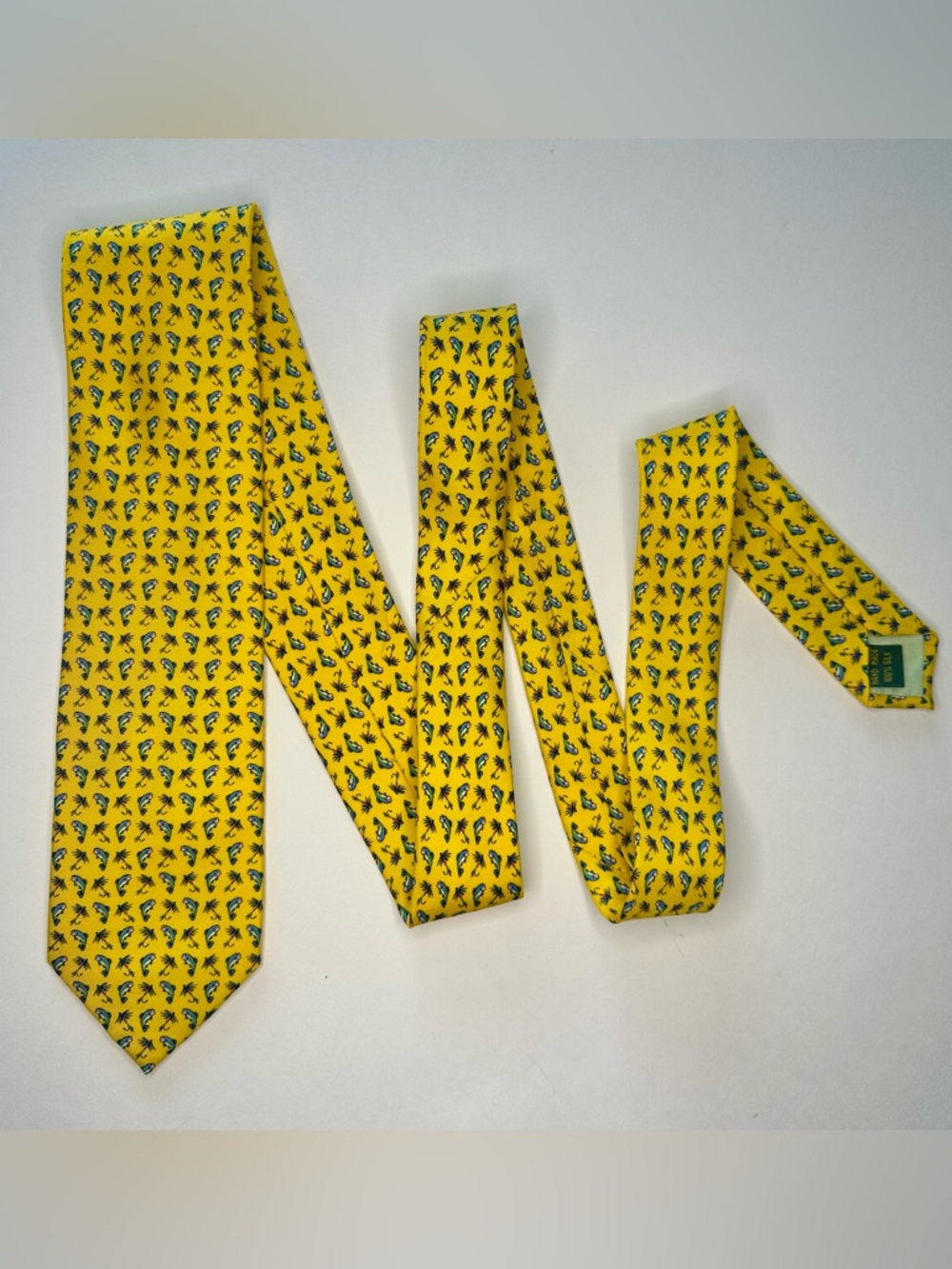 Fly Fishing BIRD DOG BAY Rainbow Trout & Lure Pattern Classic Silk Tie, 3.25” - Picture 4 of 9